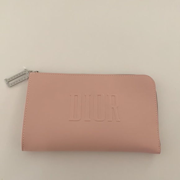 DIOR pink logo makeup toiletry clutch case mini bag w D charm - Picture 2 of 6